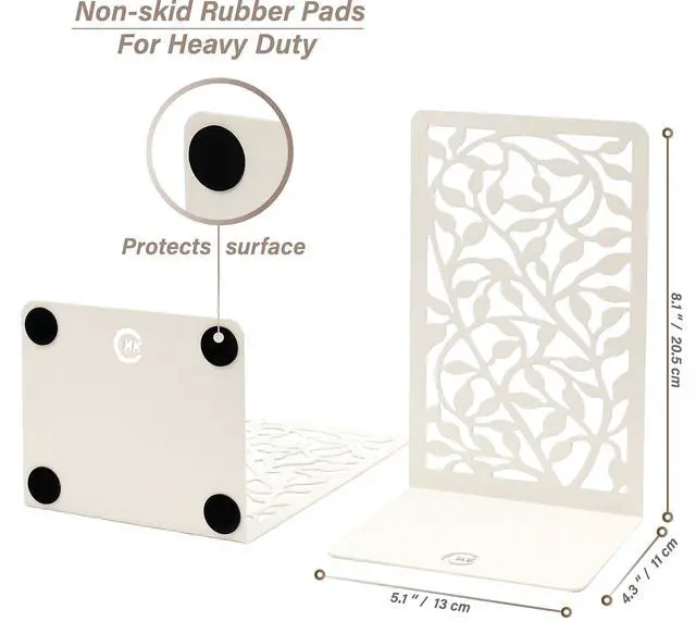 Alt view image 5 of 7 - Infinite Leaves Bookends - Metal Set of 2 for Heavy Books, Home Office & Decorative Book Stoppers