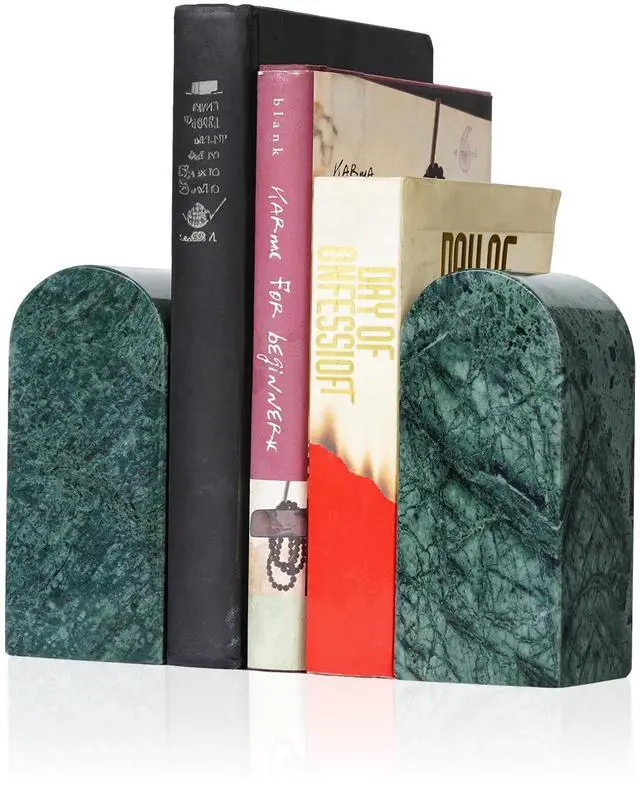 Main image of Indian Natural Marble Bookends for Shelves, Decorative Book Ends, 7lbs Heavy-Duty Marble Book Holders, Bookshelf Apartment Decor for Normal Books/CD/Video Games(Indian Green)