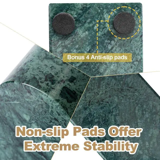 Alt view image 3 of 7 - Indian Natural Marble Bookends for Shelves, Decorative Book Ends, 7lbs Heavy-Duty Marble Book Holders, Bookshelf Apartment Decor for Normal Books/CD/Video Games(Indian Green)