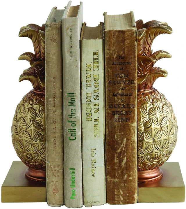 Alt view image 5 of 7 - Pineapple Shaped Gold Resin Bookends (Set of 2 Pieces)