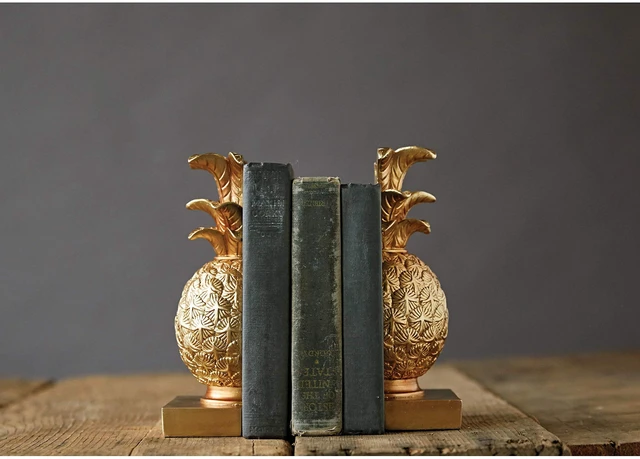 Alt view image 4 of 7 - Pineapple Shaped Gold Resin Bookends (Set of 2 Pieces)
