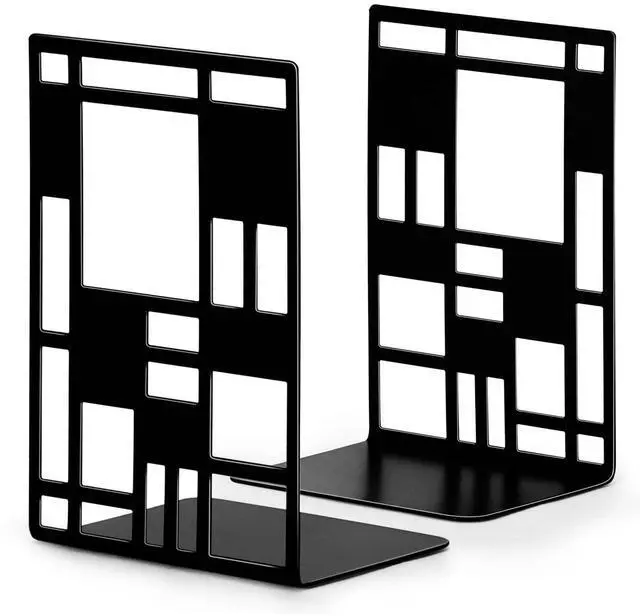 Main image of Book Ends,Bookends,Book Ends for Shelves,Bookends for Heavy Books | Book Divider Decorative Holder,Metal Heavy Duty Bookend,Abstract Art Book Stopper Supports for Office,Black 1 Pair
