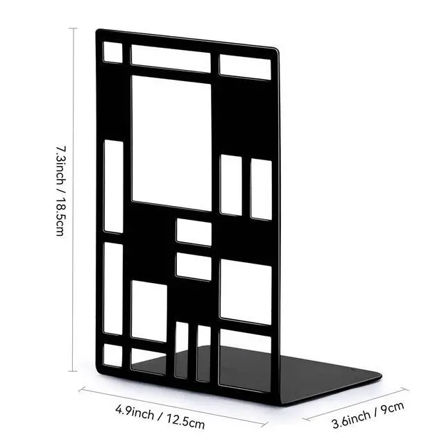 Alt view image 4 of 7 - Book Ends,Bookends,Book Ends for Shelves,Bookends for Heavy Books | Book Divider Decorative Holder,Metal Heavy Duty Bookend,Abstract Art Book Stopper Supports for Office,Black 1 Pair