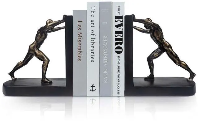 Main image of Man Decorative Book Ends,7" Resin Non Skid Bookends for Heavy Books,Bookends for Shelves Decorative,Creative Shelf Decorations to Hold Books for Bookshelf,Home,Office,Study