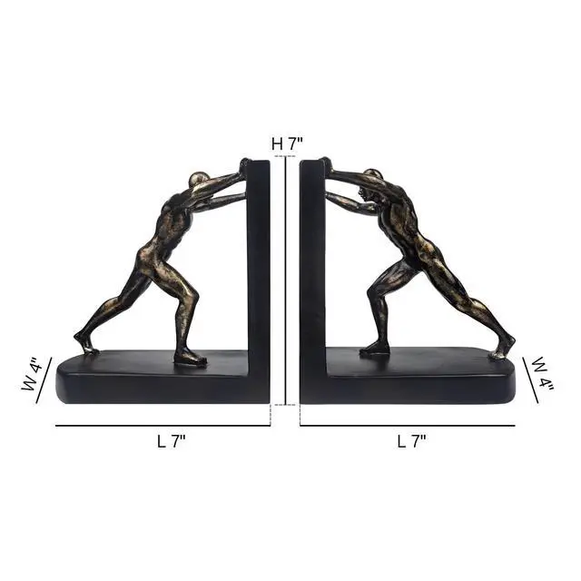 Alt view image 2 of 7 - Man Decorative Book Ends,7" Resin Non Skid Bookends for Heavy Books,Bookends for Shelves Decorative,Creative Shelf Decorations to Hold Books for Bookshelf,Home,Office,Study
