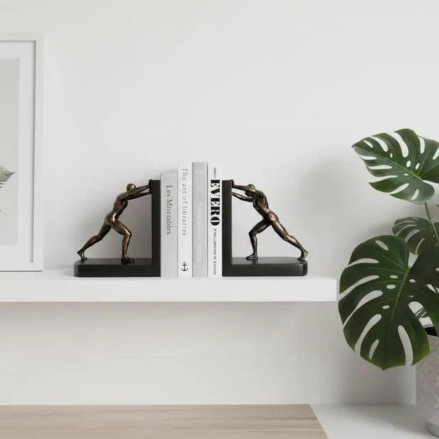 Alt view image 5 of 7 - Man Decorative Book Ends,7" Resin Non Skid Bookends for Heavy Books,Bookends for Shelves Decorative,Creative Shelf Decorations to Hold Books for Bookshelf,Home,Office,Study