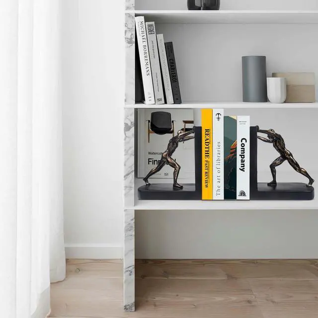 Alt view image 7 of 7 - Man Decorative Book Ends,7" Resin Non Skid Bookends for Heavy Books,Bookends for Shelves Decorative,Creative Shelf Decorations to Hold Books for Bookshelf,Home,Office,Study