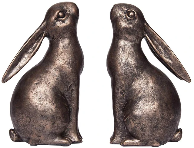 Main image of Decorative Resin Rabbit Bookends, Bronze