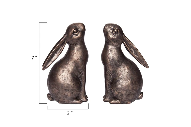 Alt view image 4 of 7 - Decorative Resin Rabbit Bookends, Bronze
