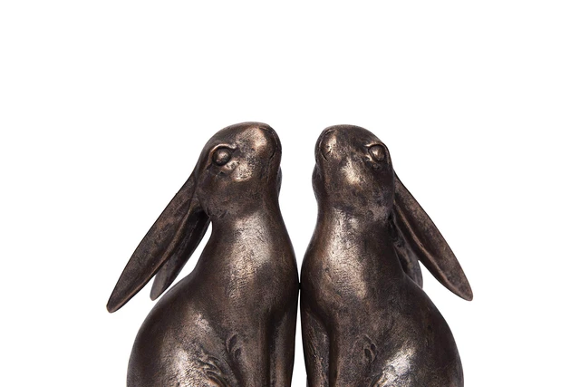 Alt view image 6 of 7 - Decorative Resin Rabbit Bookends, Bronze