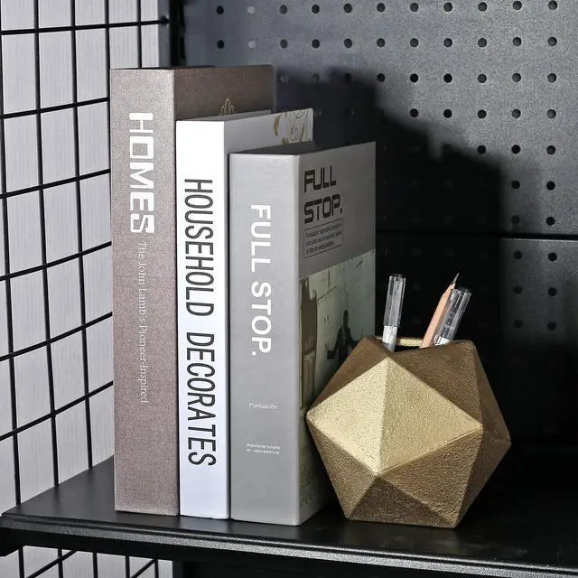 Alt view image 6 of 7 - Geometric Decorative Ball Shaped Bookends, Modern Cast Iron Gold Bookends for Office Desk, Book Shelf, Room Decor, Home Office, Book Stand or Organizer, Set of 2