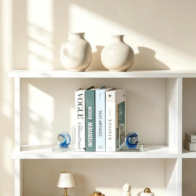 Alt view image 7 of 7 - 1 Pair Heavy Duty Book Ends for Shelves, Crystal Bookends for Heavy Books | Decorative Bookends, Glass Wave Ball Book Stopper for Shelves, Ocean Gift Ideal for Office Home, Dorm Desk Decor