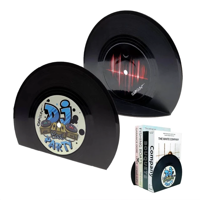 Alt view image 4 of 7 - Modern Bookends for Shelves,Retro Vinyl Record Bookends - Vintage Music Decor Bookend Set, Unique Decorative Book Stopper for Home Office & Gifts for Music Lovers(Jazz)