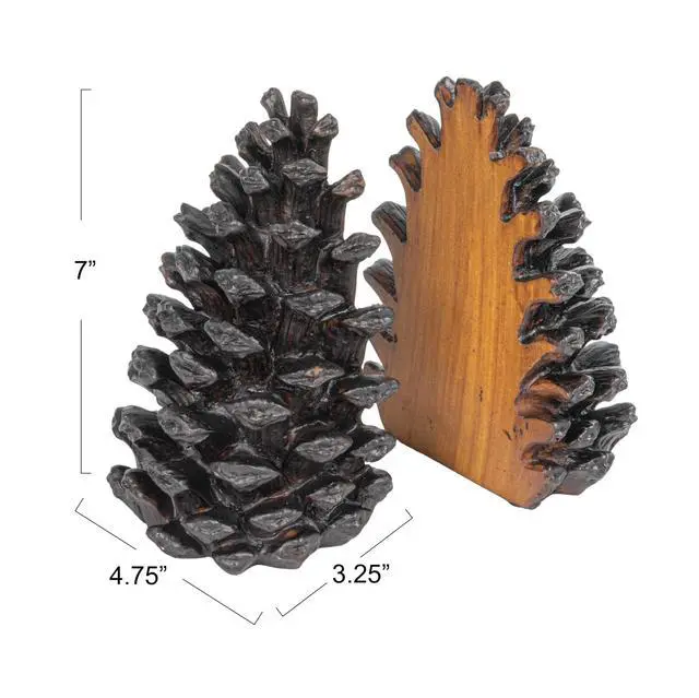 Alt view image 2 of 7 - Pinecone Shaped Resin Bookends (Set of 2 Pieces)