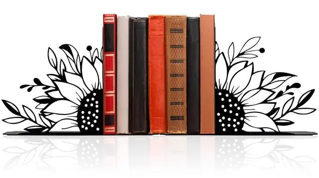 Main image of Sunflower Decorative Bookends - Unique and Novelty Flower Bookends for Shelves, Cute and Durable Book Holders