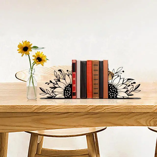 Alt view image 3 of 6 - Sunflower Decorative Bookends - Unique and Novelty Flower Bookends for Shelves, Cute and Durable Book Holders