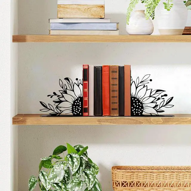 Alt view image 5 of 6 - Sunflower Decorative Bookends - Unique and Novelty Flower Bookends for Shelves, Cute and Durable Book Holders