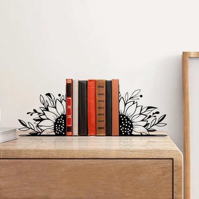 Alt view image 6 of 6 - Sunflower Decorative Bookends - Unique and Novelty Flower Bookends for Shelves, Cute and Durable Book Holders