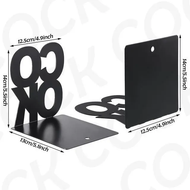 Alt view image 2 of 7 - Cookbook Bookends Kitchen Decorative Metal Supports for Book-Rack Desk Kitchen Book Shelf Holder for Shelves Distinctive Appearance Design Book Ends Metal Supports(Black)