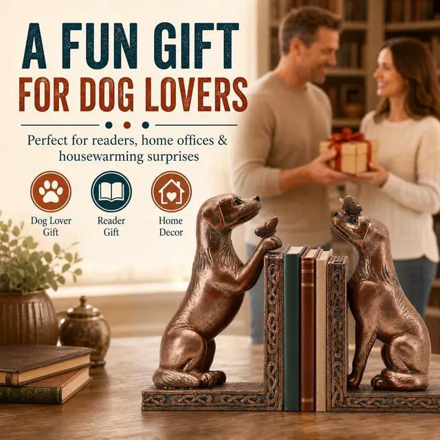 Alt view image 6 of 7 - Dog Decorative Bookend for Shelves - Dog Book Ends | Creative Book Stopper Holder for Desk Home Office Decor,Gift for Dog Loves