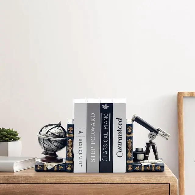 Alt view image 4 of 7 - Vintage Decorative Bookends, Armillary Sphere & Space Telescope | Unique Bookends for Home Office Schools