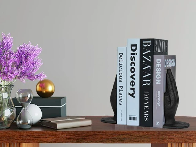 Alt view image 4 of 7 - Hands Style Decorative Bookends - Antique Black Cast Iron Decorative Accent for Home Decor, Bookshelf, Living Room Decor, Decorative Bookends for Heavy Books