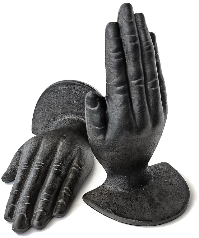 Alt view image 7 of 7 - Hands Style Decorative Bookends - Antique Black Cast Iron Decorative Accent for Home Decor, Bookshelf, Living Room Decor, Decorative Bookends for Heavy Books