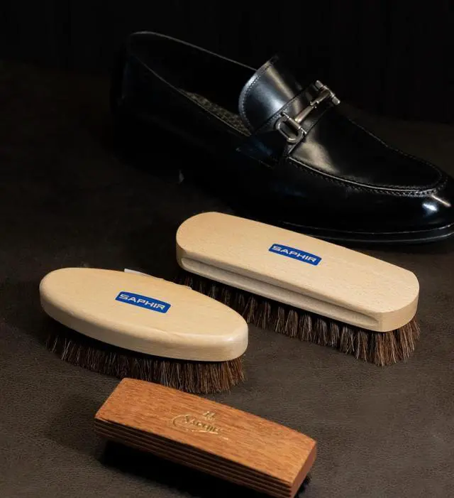 Alt view image 5 of 6 - Natural Horsehair Brush - Shoe Polish Brush for Cleaning, Polishing & Buffing Leather Shoes - 7" (18cm)