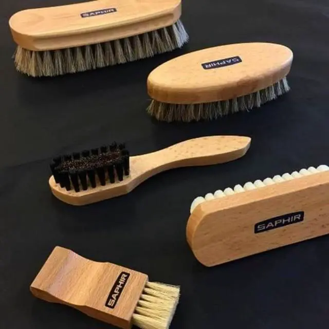 Alt view image 6 of 6 - Natural Horsehair Brush - Shoe Polish Brush for Cleaning, Polishing & Buffing Leather Shoes - 7" (18cm)