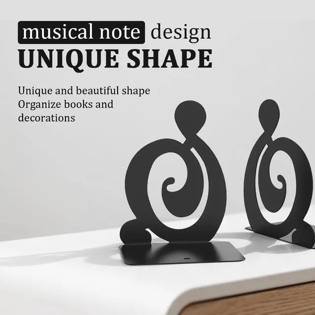 Alt view image 2 of 6 - Book Ends, Metal BookEnds Heavy Duty bookend (Black 1 Pair)