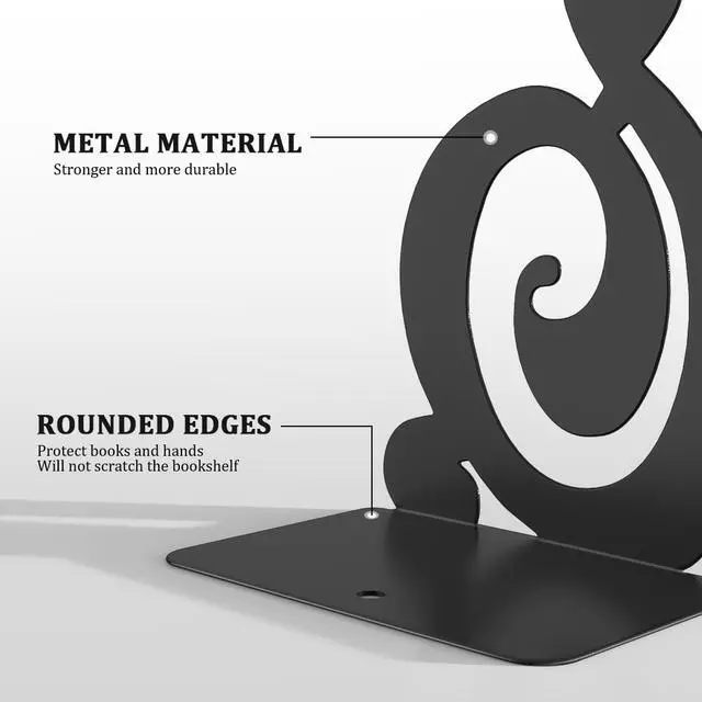 Alt view image 3 of 6 - Book Ends, Metal BookEnds Heavy Duty bookend (Black 1 Pair)