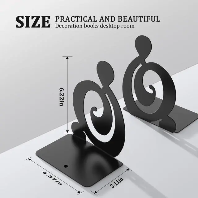 Alt view image 4 of 6 - Book Ends, Metal BookEnds Heavy Duty bookend (Black 1 Pair)
