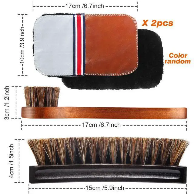 Alt view image 2 of 7 - 4 Pcs Horsehair Shine Shoes Brush Kit Polish Dauber Applicators Cleaning Leather Shoes Boots Care Brushes Suede Cleaner Brush with Microfiber Shoe Gloves(4 Pcs Style D)