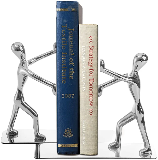 Main image of Heavy Duty Stainless Steel Man Bookends Nonskid Bookends Art Bookend,1 Pair(Silver)