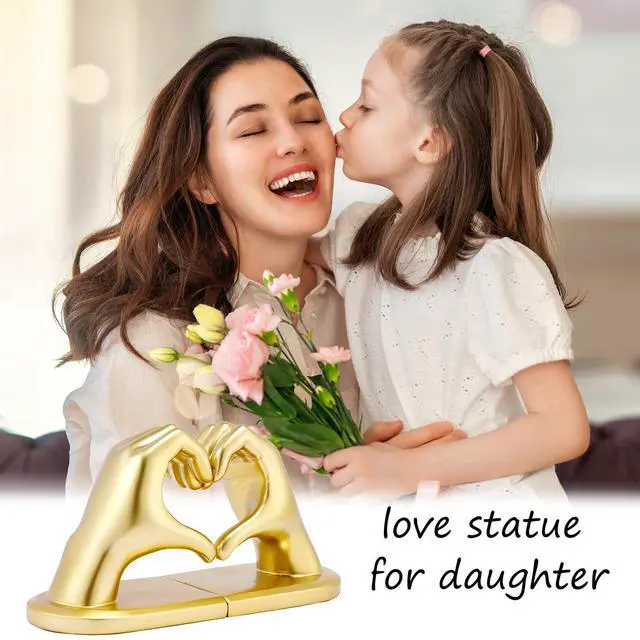 Alt view image 5 of 7 - Gold Decorative Bookends for Shelves, Heart Hands Resin Sculpture with Non-Slip Felt Base, Modern Book Ends for Living Room, Bedroom and Office,Larger Size-10.43x3.93x5.51