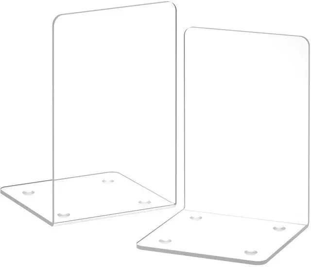 Main image of Acrylic Bookends 2 Pieces, VFINE Book Ends for Shelves, Clear Bookends for Shelves Decor Book Ends for Desktop Organizer, Book Stopper for Home Office School Supplies, 7 * 4.8 * 4.75 inch