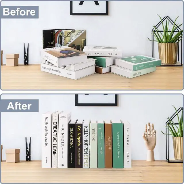 Alt view image 3 of 7 - Acrylic Bookends 2 Pieces, VFINE Book Ends for Shelves, Clear Bookends for Shelves Decor Book Ends for Desktop Organizer, Book Stopper for Home Office School Supplies, 7 * 4.8 * 4.75 inch