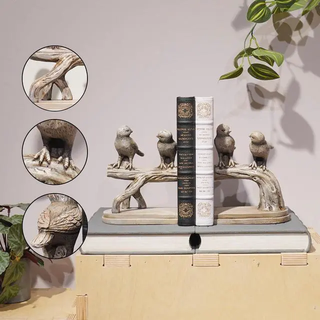Alt view image 5 of 7 - Decorative-Bookends Birds Book-Ends Heavy Duty - Unique Book Ends to Hold Books Heavy Duty Antique Book Stoppers for Shelf Office Desk Books Stand Organizer 2.3 LBS 4.75 * 4 * 6 in Newman House Studio