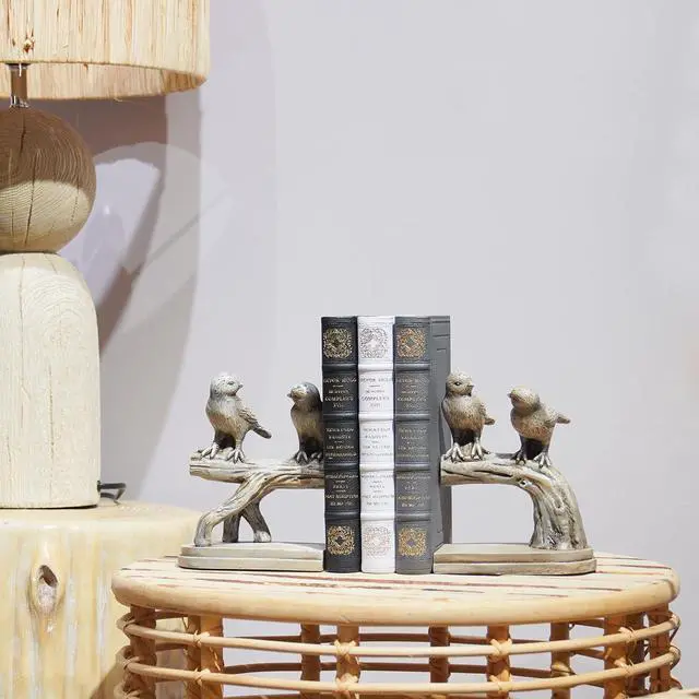 Alt view image 3 of 7 - Decorative-Bookends Birds Book-Ends Heavy Duty - Unique Book Ends to Hold Books Heavy Duty Antique Book Stoppers for Shelf Office Desk Books Stand Organizer 2.3 LBS 4.75 * 4 * 6 in Newman House Studio