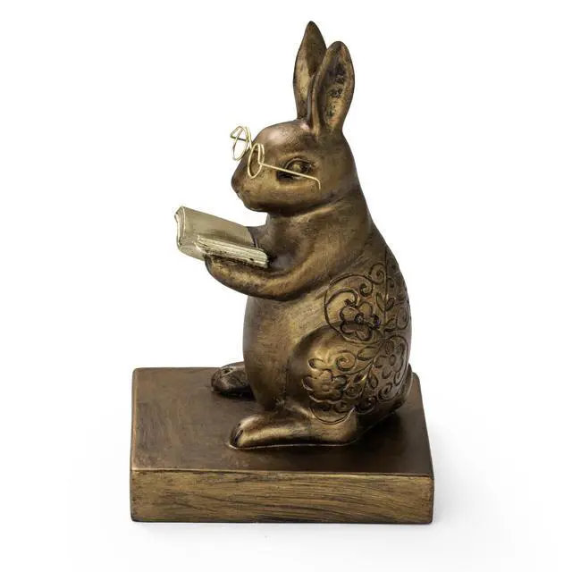 Alt view image 3 of 7 - Bookends,Resin Book Ends for Shelves,Heavy Duty Decorative Vintage Bookends,Creative Book Stopper Holder Decor for Desk Home Office, Gifts (Rabbit)