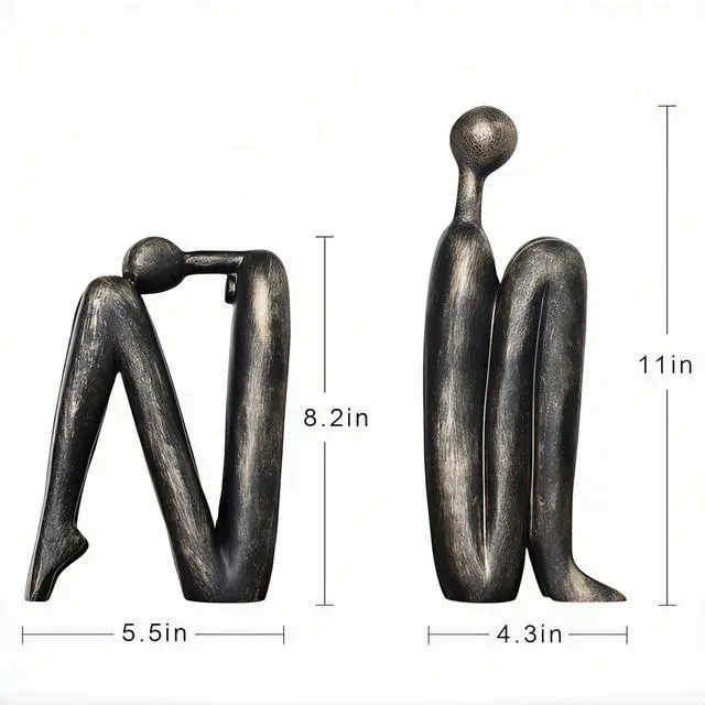 Alt view image 2 of 7 - Book Ends for Shelves, Artistic Resin Sculpture Book Stoppers, Minimalist Home Office Decorative Gift for Book Lovers & Designers, Perfect for Bookshelf & Desk Organization, Set of 2