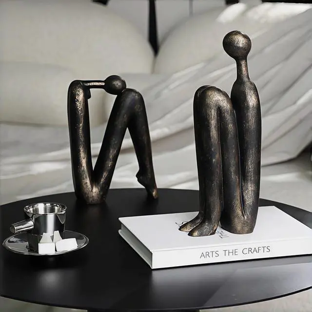 Alt view image 5 of 7 - Book Ends for Shelves, Artistic Resin Sculpture Book Stoppers, Minimalist Home Office Decorative Gift for Book Lovers & Designers, Perfect for Bookshelf & Desk Organization, Set of 2