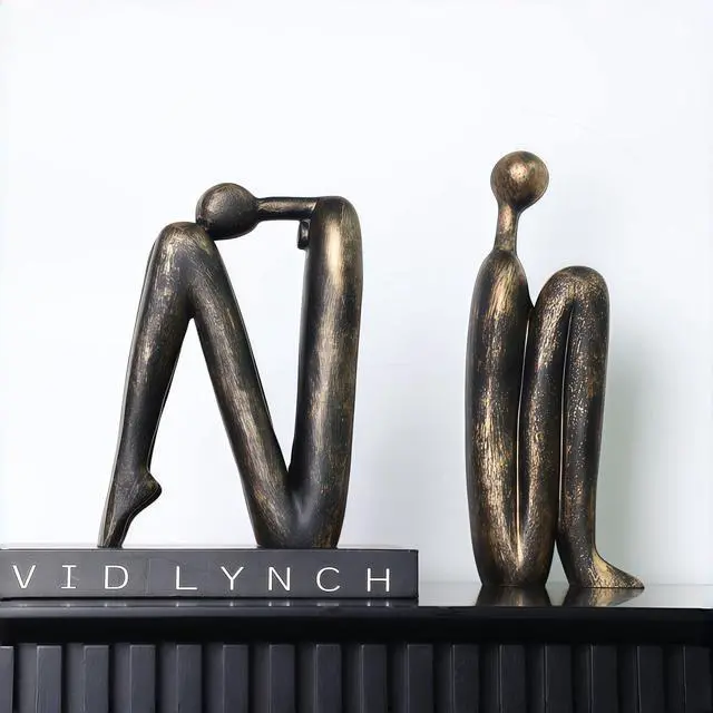Alt view image 7 of 7 - Book Ends for Shelves, Artistic Resin Sculpture Book Stoppers, Minimalist Home Office Decorative Gift for Book Lovers & Designers, Perfect for Bookshelf & Desk Organization, Set of 2