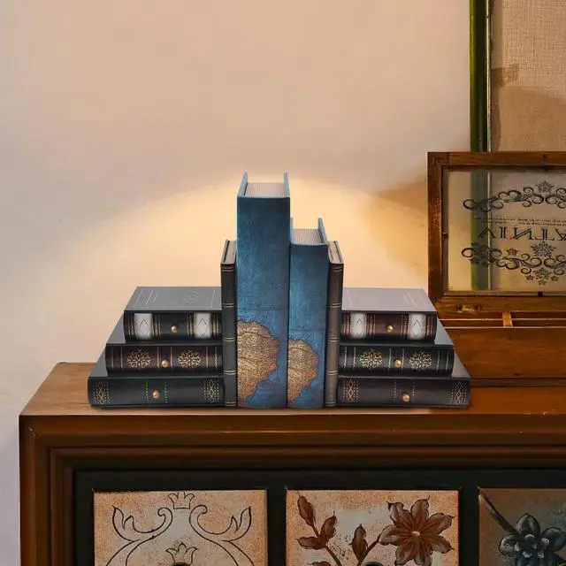 Alt view image 5 of 7 - Vintage Wooden Bookends with Drawers Decorative False Book Shelf Organizer for Home, Office, or Library (311)