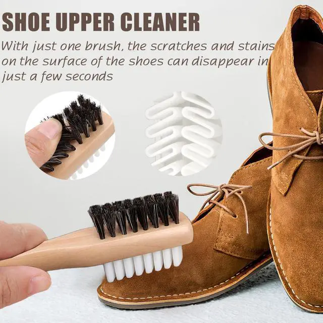 Alt view image 2 of 7 - Suede Brush and Eraser, Suede Shoe Cleaner with Crepe & Brass Bristle Brush and Suede Eraser, Safe Effectively Solves Stubborn Stains on Sneaker Leather, Suede, Nubuck Care