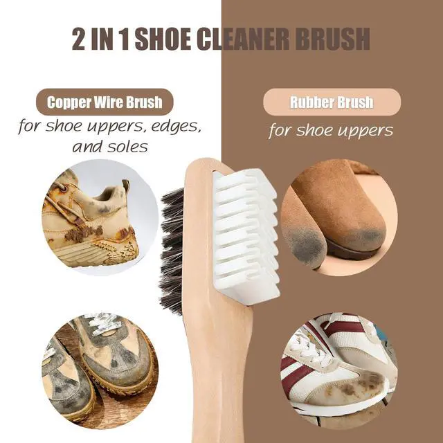 Alt view image 4 of 7 - Suede Brush and Eraser, Suede Shoe Cleaner with Crepe & Brass Bristle Brush and Suede Eraser, Safe Effectively Solves Stubborn Stains on Sneaker Leather, Suede, Nubuck Care