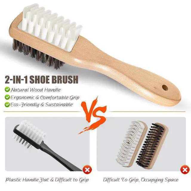 Alt view image 5 of 7 - Suede Brush and Eraser, Suede Shoe Cleaner with Crepe & Brass Bristle Brush and Suede Eraser, Safe Effectively Solves Stubborn Stains on Sneaker Leather, Suede, Nubuck Care