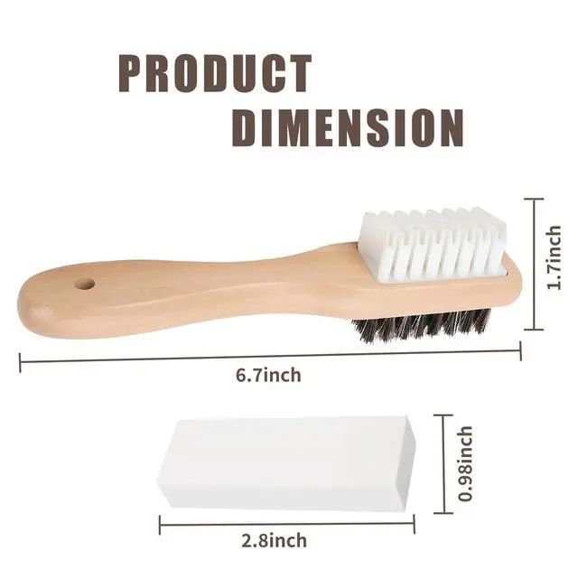 Alt view image 7 of 7 - Suede Brush and Eraser, Suede Shoe Cleaner with Crepe & Brass Bristle Brush and Suede Eraser, Safe Effectively Solves Stubborn Stains on Sneaker Leather, Suede, Nubuck Care