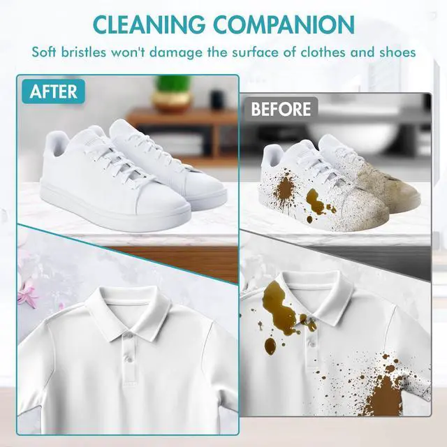 Alt view image 5 of 7 - Laundry Brush Shoe Brush, 9.8" PBT Soft Bristle Cleaning Brush | PP Plastic Sturdy Handle, Professional Scrub Brush for Cleaning Fabrics, Clothes, Floors and Bathrooms