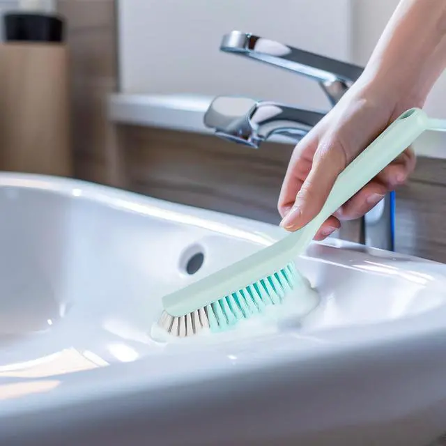 Alt view image 6 of 7 - Laundry Brush Shoe Brush, 9.8" PBT Soft Bristle Cleaning Brush | PP Plastic Sturdy Handle, Professional Scrub Brush for Cleaning Fabrics, Clothes, Floors and Bathrooms